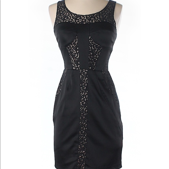 Jill Stuart Dress Black Satin & Lace LBD - Picture 1 of 10